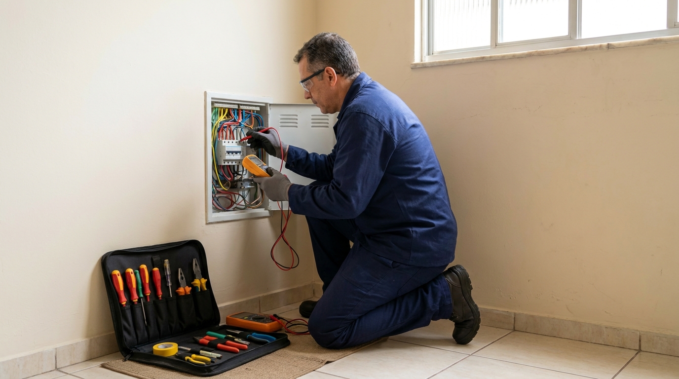 Eletricista atendendo em residência em Campinas‑SP