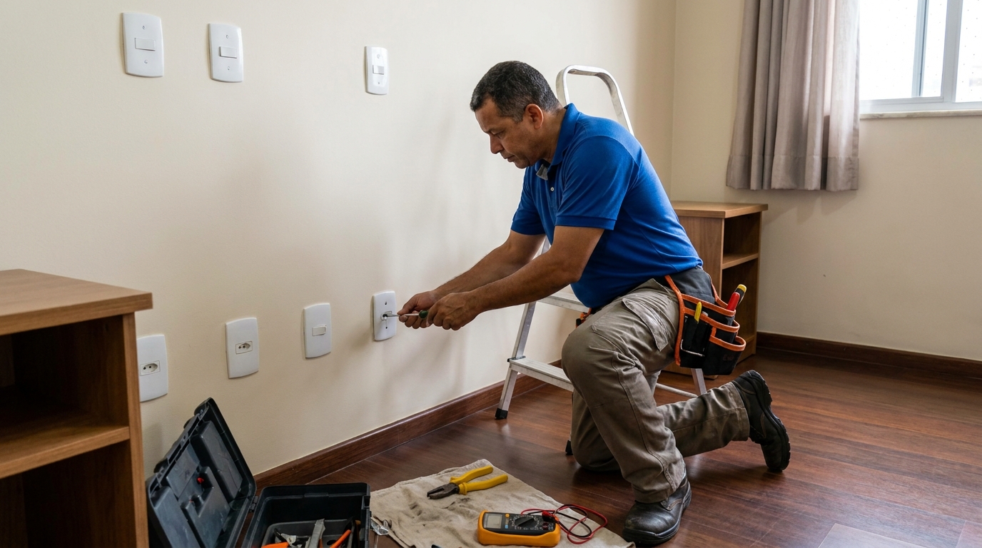 Instalacao de tomada e interruptor residencial em Campinas‑SP